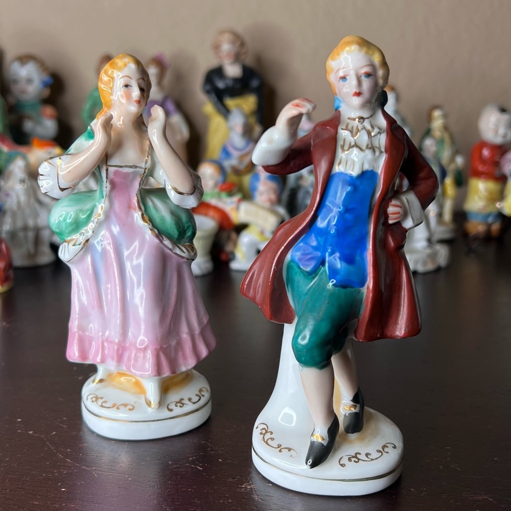 Vintage 1940's Made in Occupied Japan Colonial Couple Dancing Figurines, Japanes